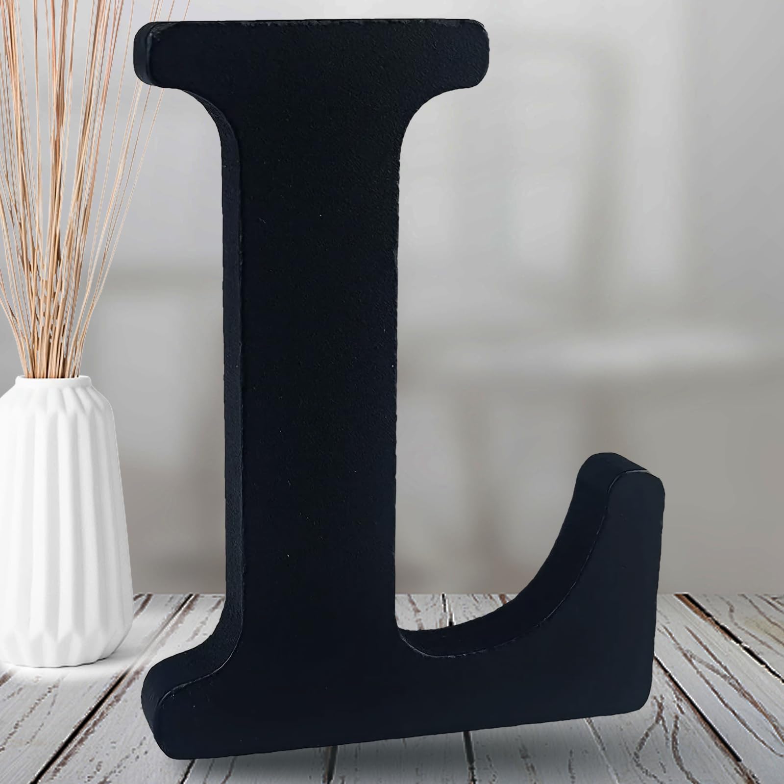 AOCEAN 8 inch Black Wood Letters Unfinished Wood Letters for Halloween Decorative Standing Letters Slices Sign Board Decoration for Craft Home Party Projects (L)-image-34