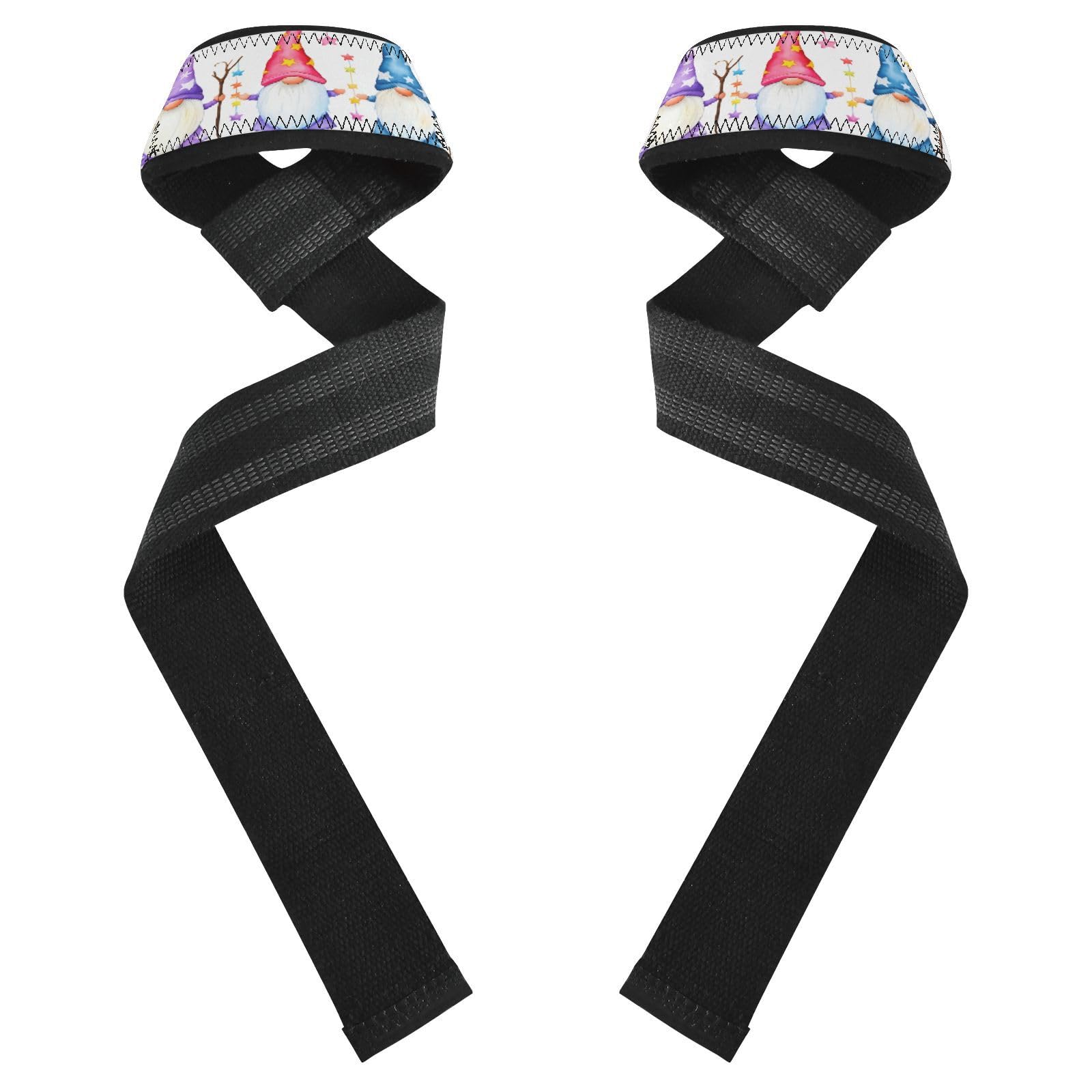 STAYTOP Three Cute Gnomes Wrist Straps for Weightlifting,Lifting Straps with Neoprene Cushioned Wrist Padded and Anti-Skid Silicone for Strength Training,Bodybuilding,Deadlifting