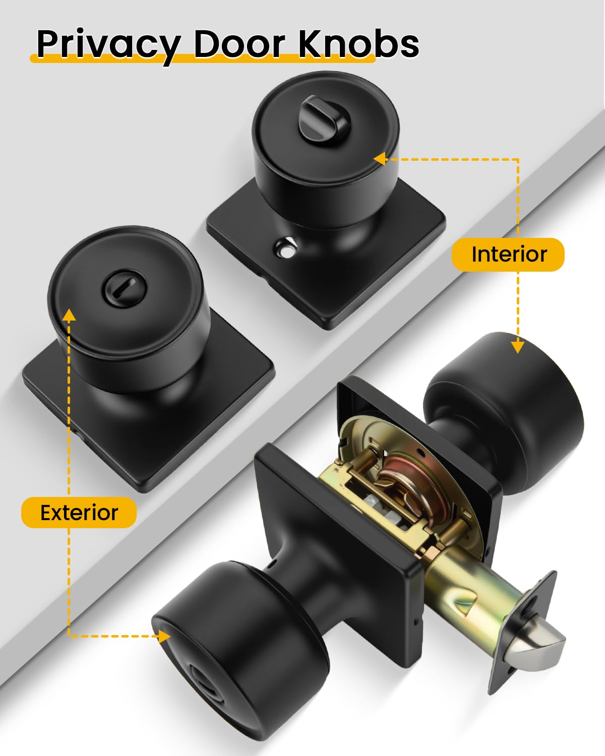 Goldenwarm Matte Black Door Knobs - 10 Pack -3