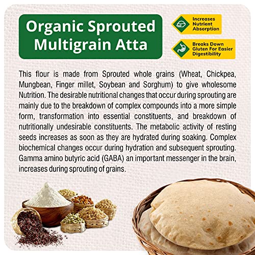 Image of 24 Mantra Organic Sprouted Multigrain Atta - 1 kg | Pack of 1 | 100% Organic | Chemical Free & Pesticides Free | Unadulterated | Goodness of Sprouted 6 Grains