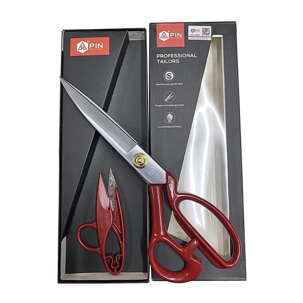 TE® "10 inch scissor PIN Tailors Scissor for professional cloth cutting Red Tailor Scissors for Fabric Cutting - (10 inch) 1