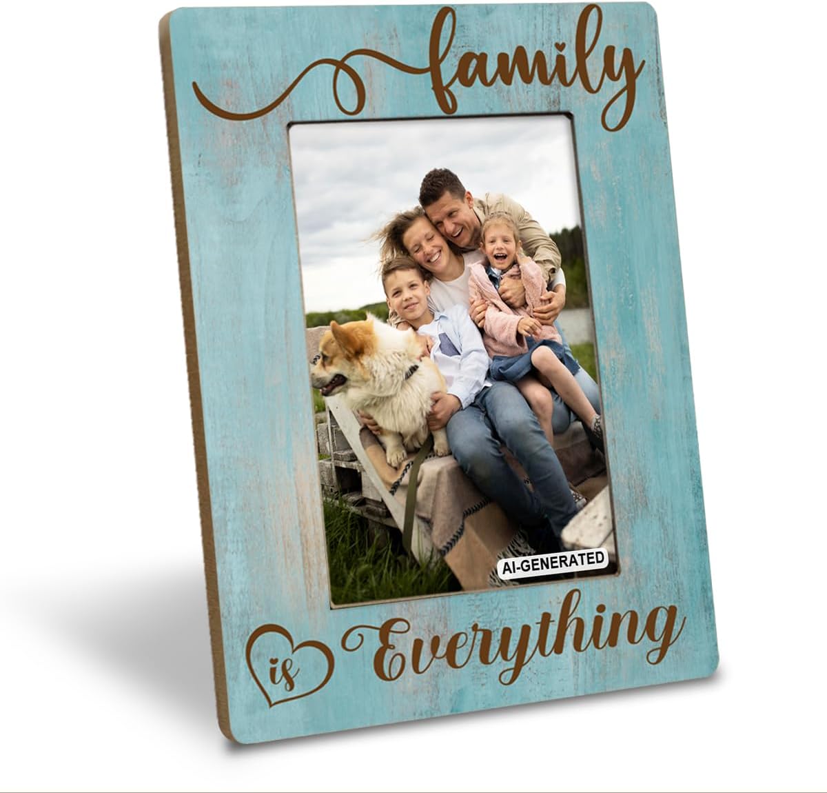 Family Photo Frame for Mom, Dad, Grandparents, Family is Everything Photo Frame, Holds 4 x 6 Inch Photos, Farmhouse Wooden Picture Frames Gift, Rustic Home Decor, Living Room Decorate B1