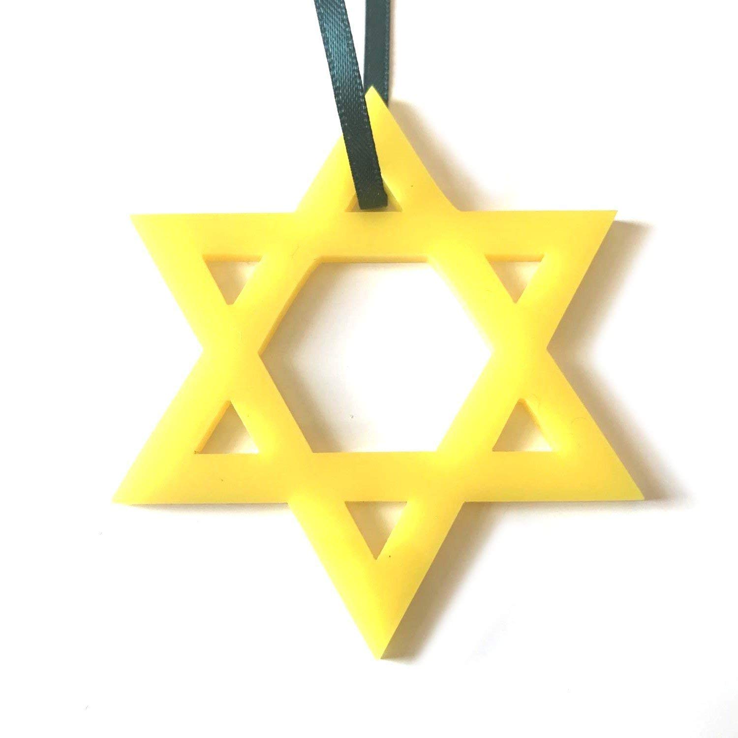 Super Cool Creations Star of David Christmas Tree Decoration - Yellow - Standard 7cm