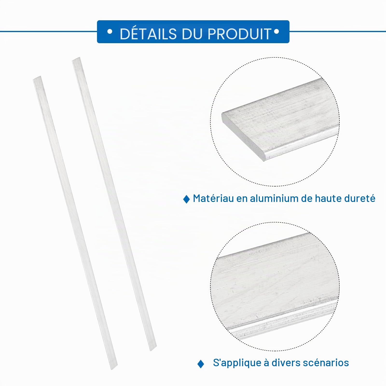 QUARKZMAN 6 Pcs Barre Plate Carrée En Aluminium, 3/64" (1mm) D'Épaisseur x 25/64" (10mm) De Largeur x 12" (305mm) De Longueur 6061 Plaque D'Aluminium Pleine Nouveau Stock D'Usine