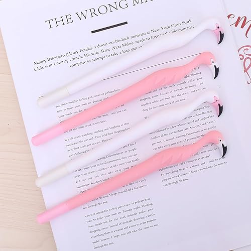 Miniatura 9 de Bolígrafos de tinta de gel con diseño de cisne de flamenco rosa, 10 unidades, a granel, con diseño de cisne, divertido y elegante, juego de