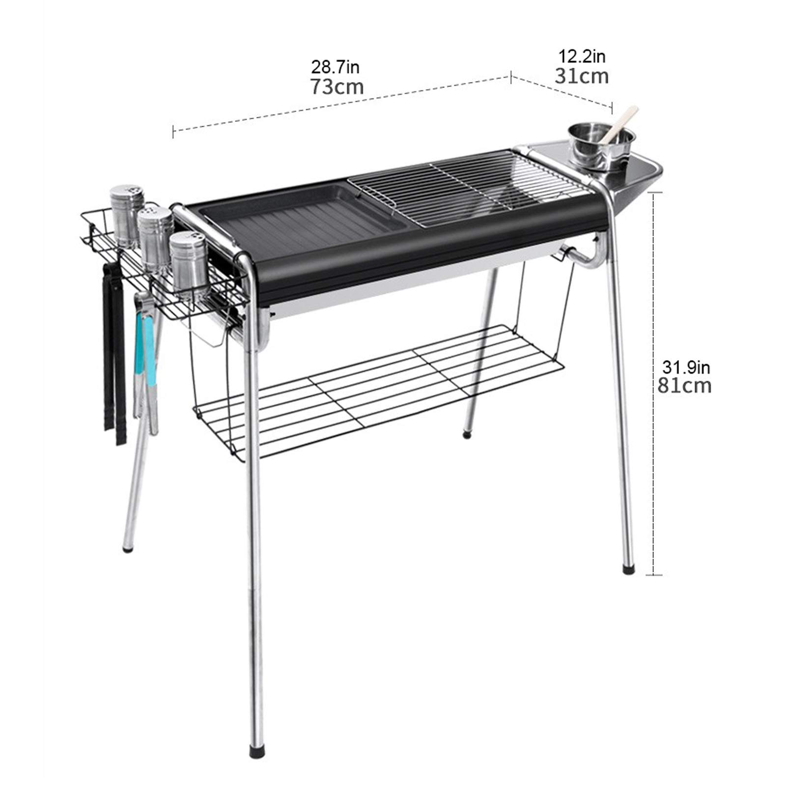 Parrilla de carbón portátil Plegable de Acero Inoxidable para Exteriores, para 5 Personas o más, Ideal para Uso doméstico, Ideal para picnics y Barbacoa de Mesa.