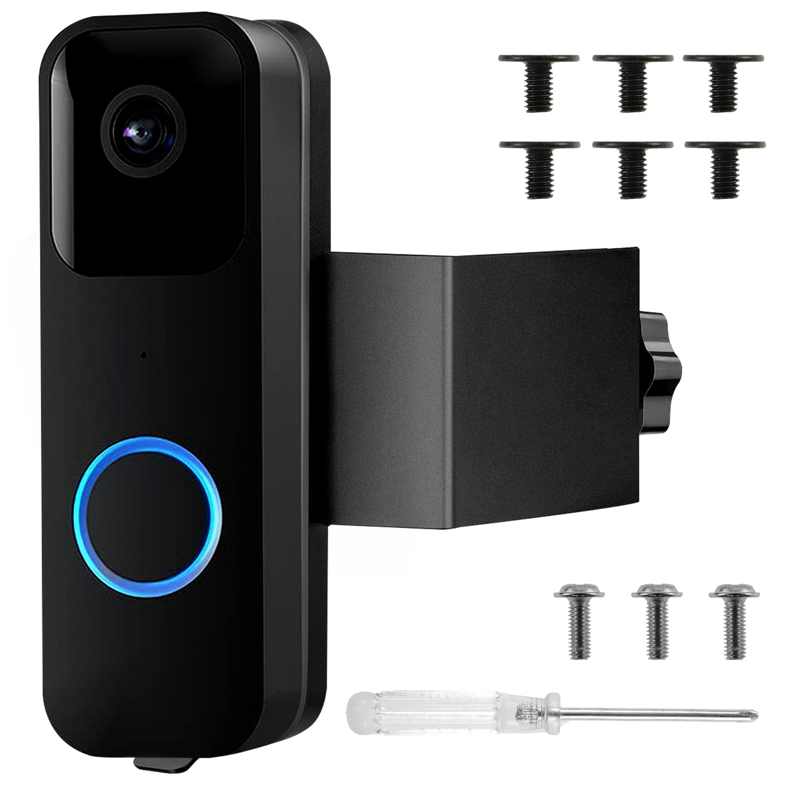 Anti-Theft Video Doorbell Mount Adjustable No-Drill Mounting Bracket for Video Doorbell Outdoor Doorbell Bracket Holder Camera Door Mount Not Block Doorbell Motion Sensor for Home Apartment Office