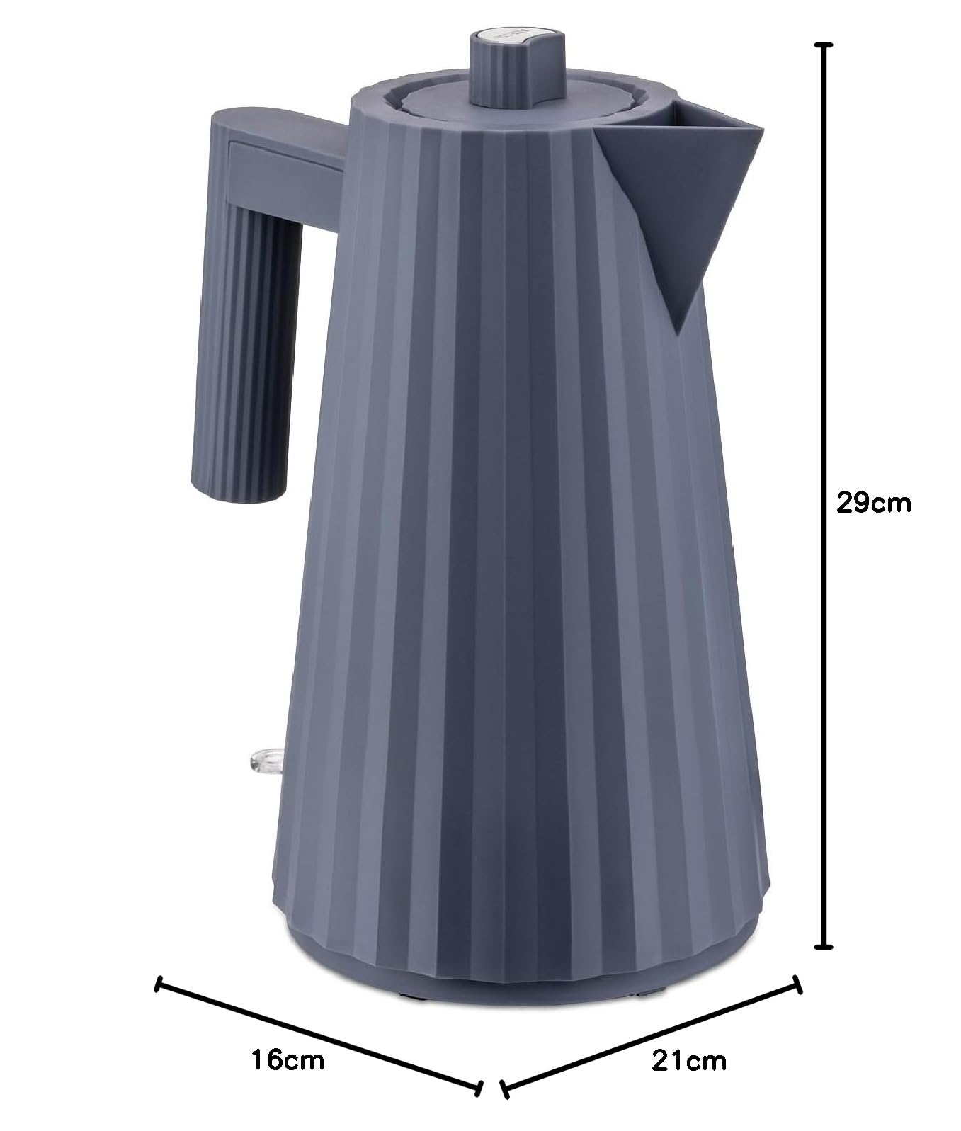 Alessi Plissé MDL06 G/UK - Bollitore Elettrico di Design, in Resina Termoplastica, Presa Inglese 2400W, 170cl, Grigio