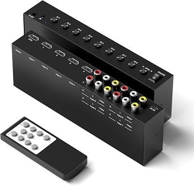Y.D.F 4 Way HDMI 2.0 Switcher + 4 RCA to HDMI Converter(2 in - best hdmi scaler retro consoles