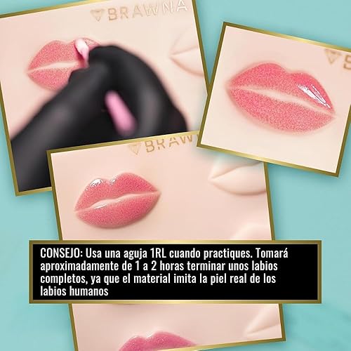 Vista 5 de BRAWNA [Paquete de 3] Piel de práctica de labios 3D PMU - Piel de práctica de rubor labial de silicona suave con piel humana - Textura similar - 10