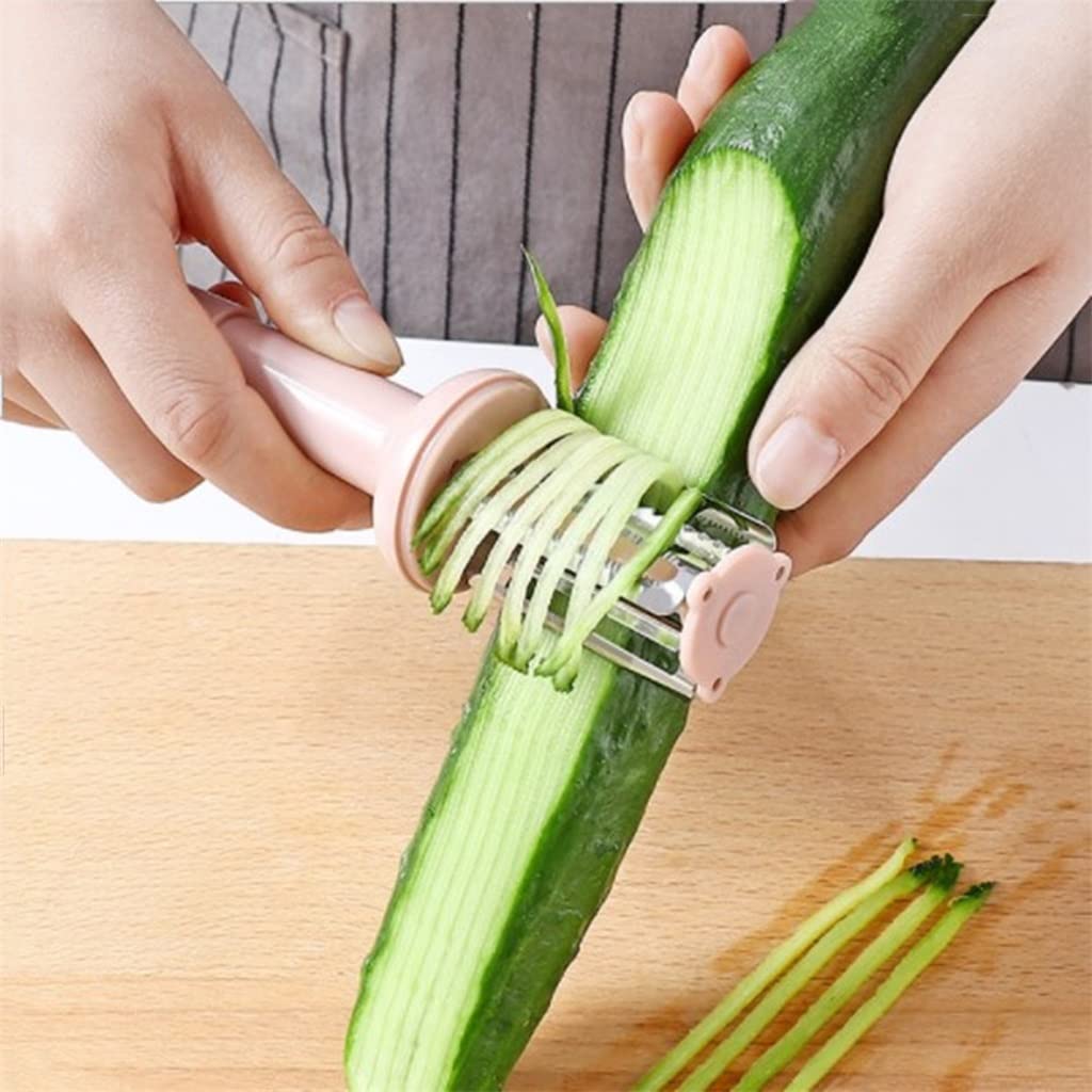 JFDBGU 3 in 1 Fruit and Vegetable Cutter Multifunctional Potato Peeler Carrot Grater(Pink)