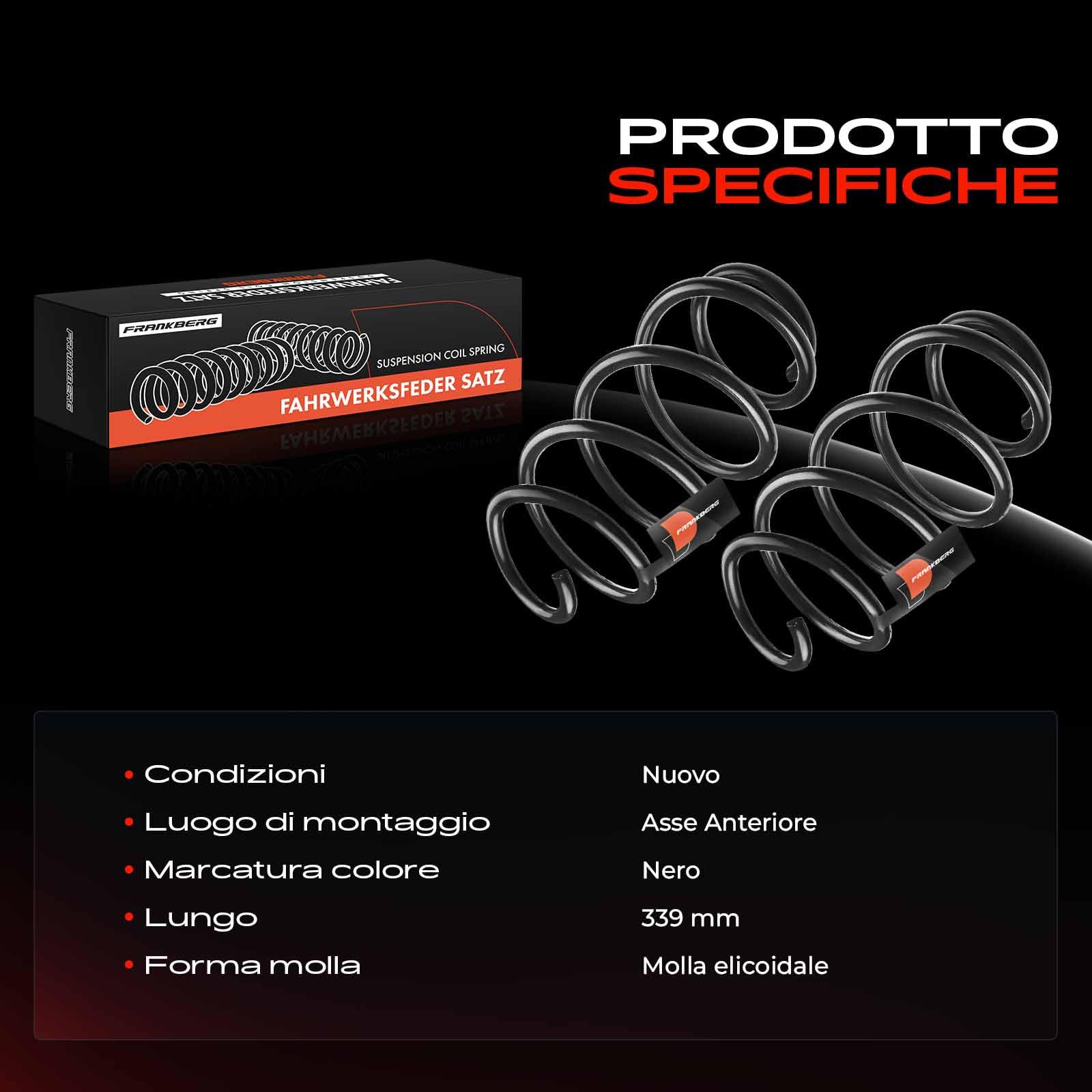 Frankberg 2x Molle autotelaio Molle sospensioni Compatibile con C.a.d.d.y III MPV 2CB 2CJ 2KB 2KJ Tigua.n 5N C.a.d.d.y IV MPV SAB SAJ C.a.d.d.y III Furgone/MPV 2CA 2CH 2KA 2KH RA3375,5N0411105AA