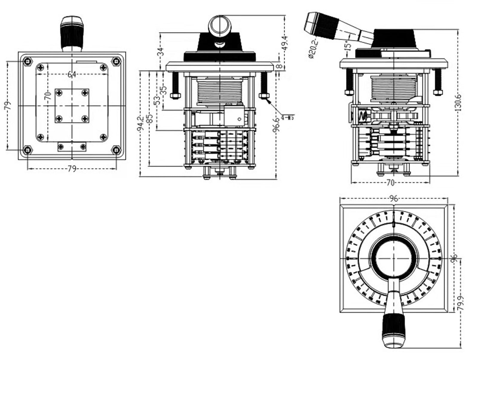 Joystick Joystick, Popychacz Sprężynowy Serii SMC182A Z Automatycznym Resetowaniem, Ster, Zegar Samochodowy, Elektryczny Uchwyt Sterujący,dla generatora obrazów(±80°,Dual signal cross)