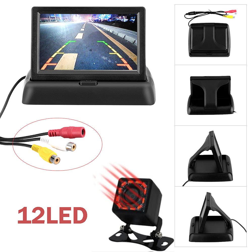 Kit Telecamera Retromarcia Riloer Con Monitor Pieghevole Da 4.3'' E Visione Notturna