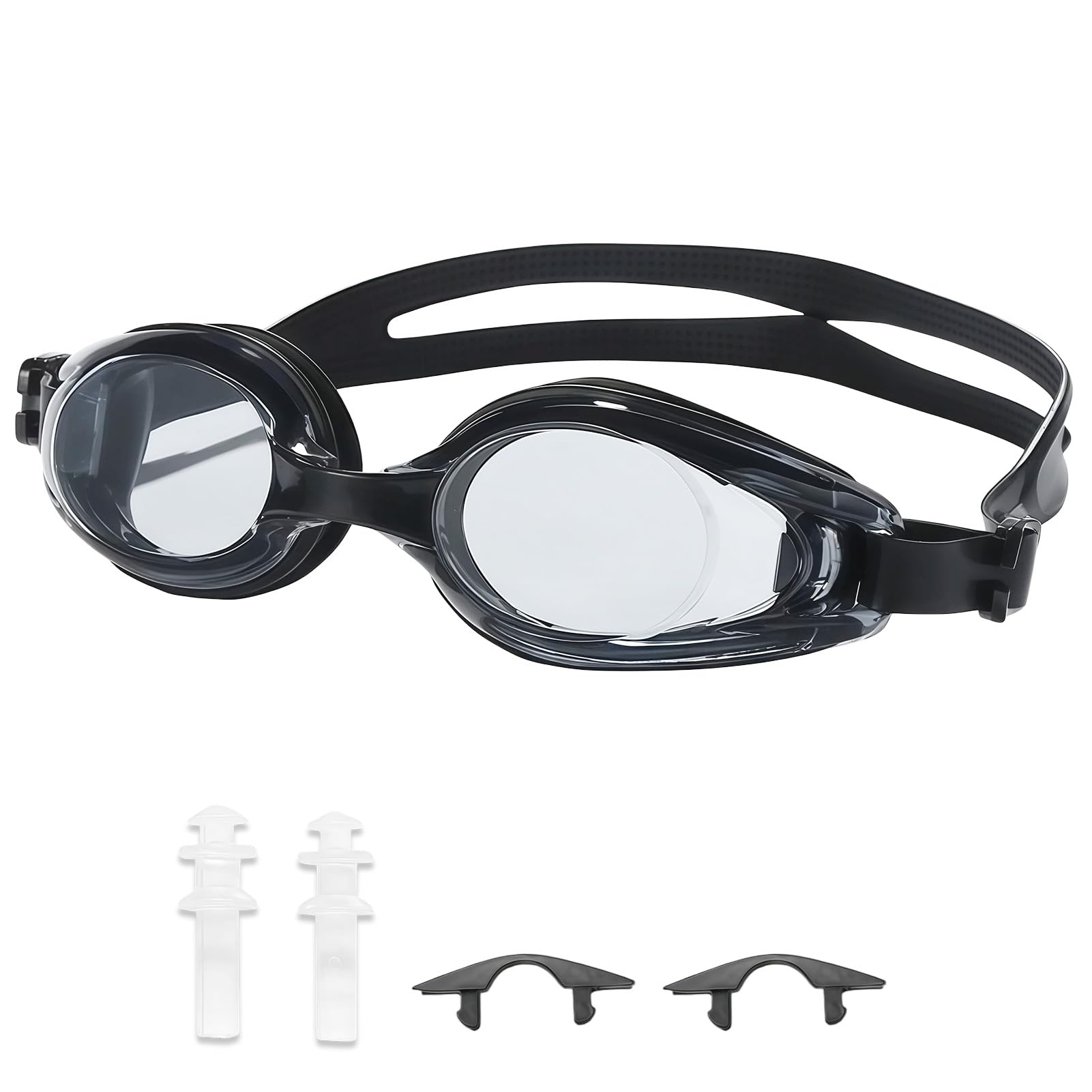 AHRLIC 2 Pack Adult Silicone Swim Goggles, Anti-Fog UV Protection, No Leak, Wide View, Comfortable Fit for Men & Women (Black)