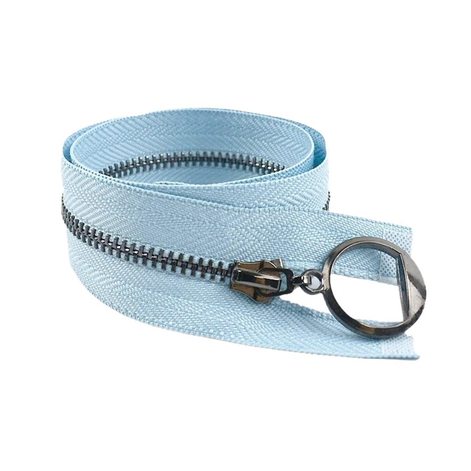 2/5 Pz 3# Borsa Anello Cerniere In Metallo 40-50 Cm Open-End Tasca Con Cerniera Vestiti Chiusura Zip Kit Di Riparazione Accessori Fai Da Te(LightBluexGunBlack,40cm5Pcs)