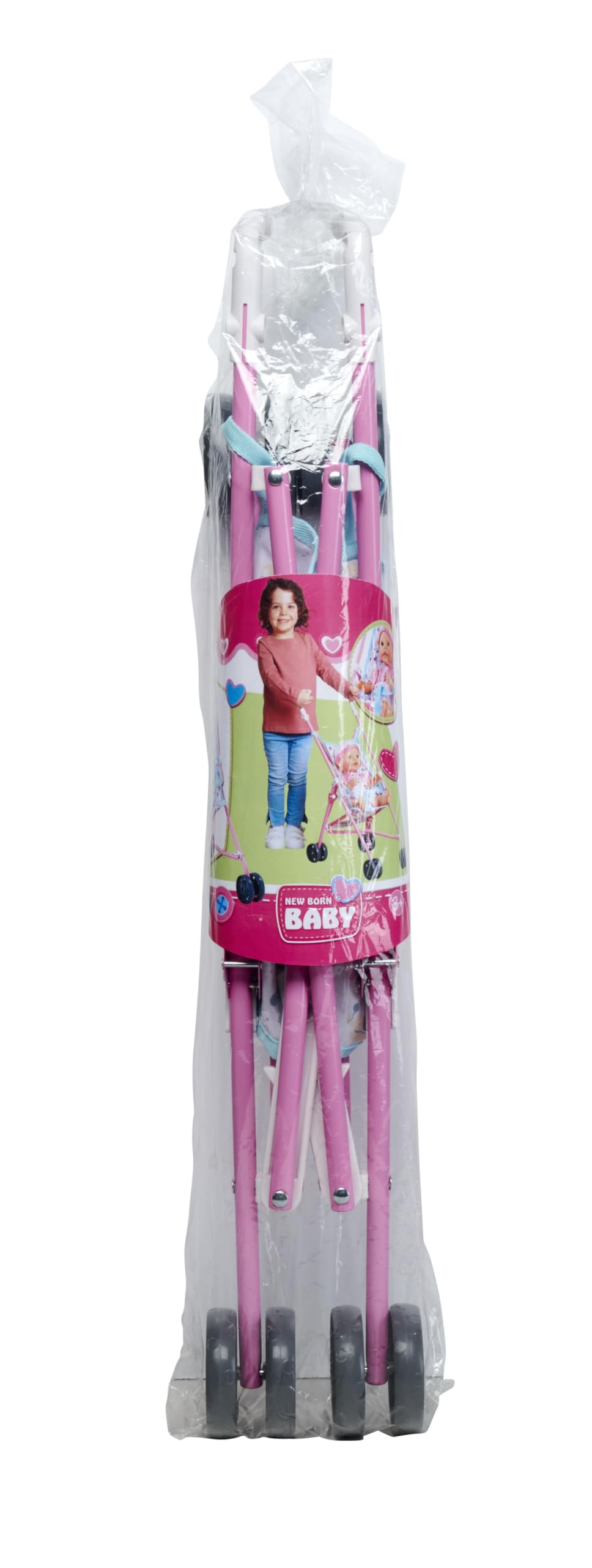 Simba Passeggino per bambole – Passeggino pieghevole per bambini dai 3 anni in su, giocattolo leggero da viaggio, con cintura di sicurezza e design elefante, pieghevole, altezza 55 cm