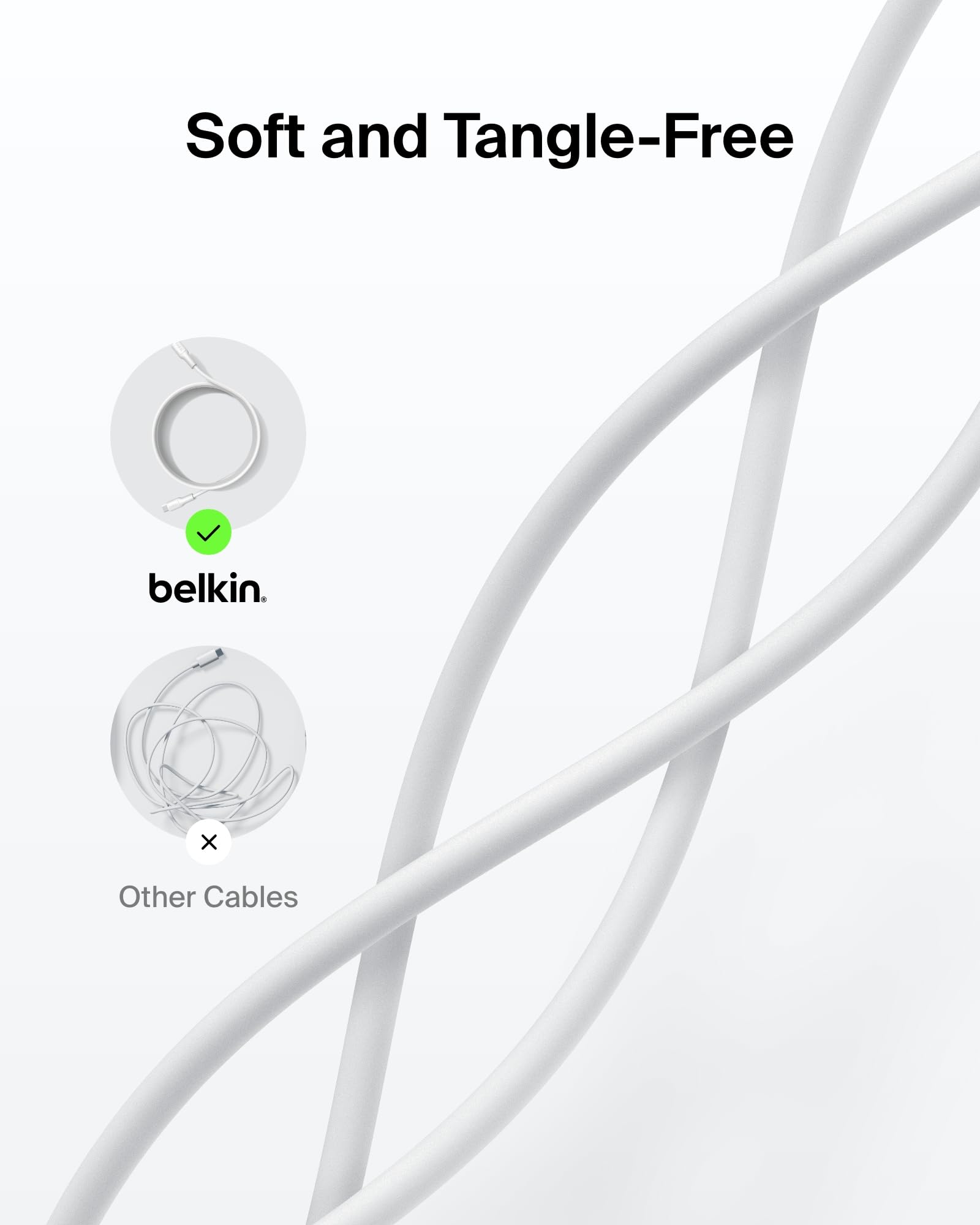 Belkin Apple Certified USB-C to USB-C Cable 2M, 60W - Soft, Flexible Fast Charging Cable, Type C Charging Cable for iPhone 17, Air, Pro, Pro Max, Galaxy S25, Pixel 9, MacBook, iPad Pro | White — Amazon image 5