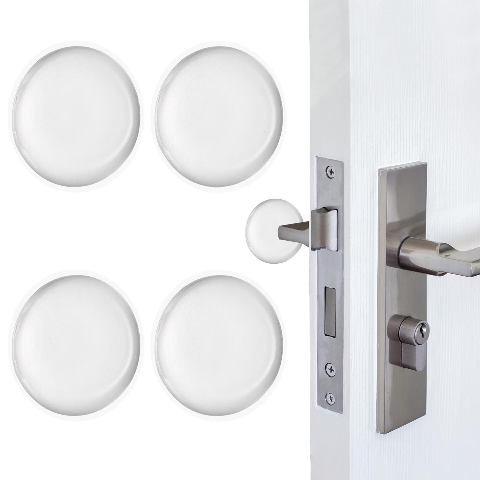 Butées de porte PATIKIL en silicone transparent de 7,9 cm pour protection murale efficace x4