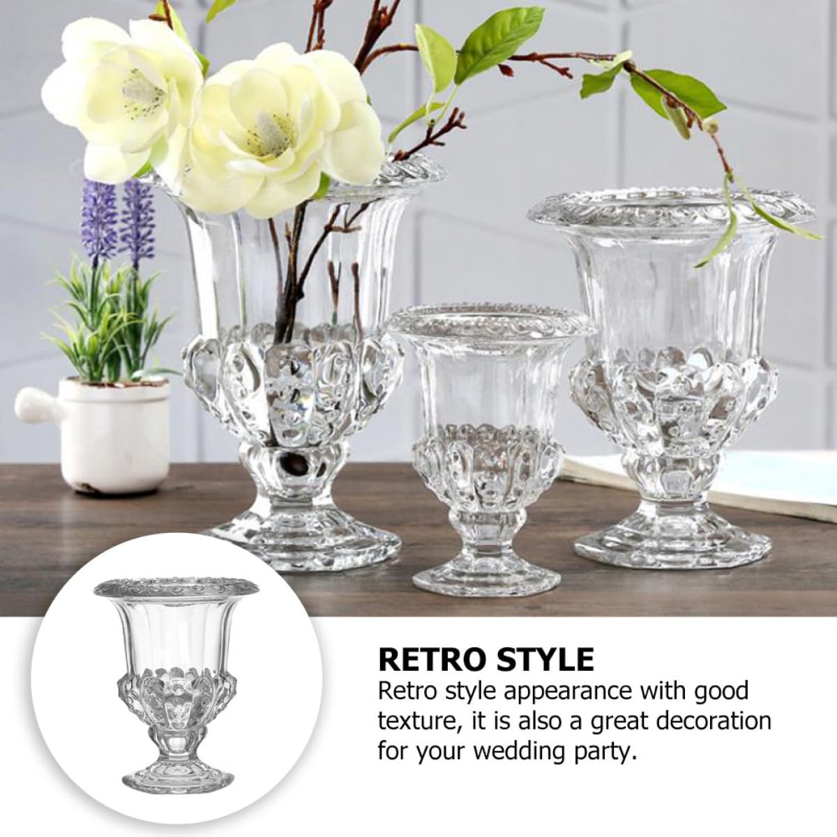 Retro Glasvase aus Glas für Blumen Dekoration mit Langem Gebrauch im Wohnzimmer und Hochzeitsfeier als Elegante Tischdeko und Pflanzenvase