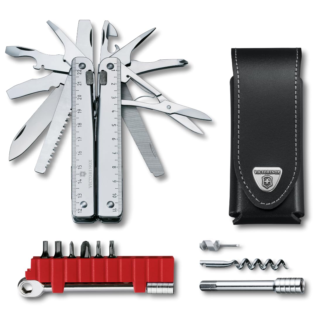 Victorinox Coltellino Svizzero Swiss Tool X Plus Ratchet, 40 Funzioni, Multi-Strumento Con Lama Bloccabile E Pinze A Punta Lunga, Argento-image