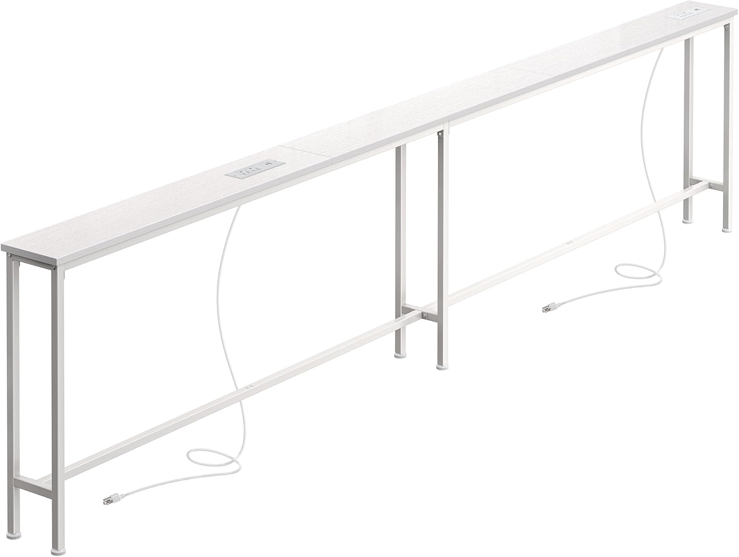 SUPERJARE 102.3 Inch Sofa Table with 2 Power Outlets and USB-C Ports, 5.9 Inch Narrow Console Table with Storage, Extra-Long, for Entryway Hallway Couch Behind Sofa, Small Spaces, White