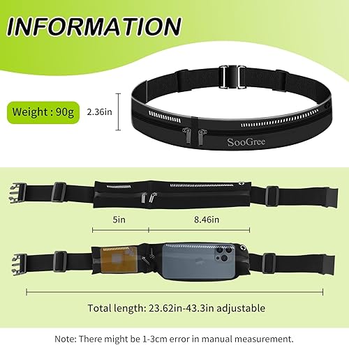 Miniatura 2 de Cinturón deportivo para correr al aire libre, doble bolsa, a prueba de sudor, reflectante, delgada, para senderismo, viajes, ciclismo,