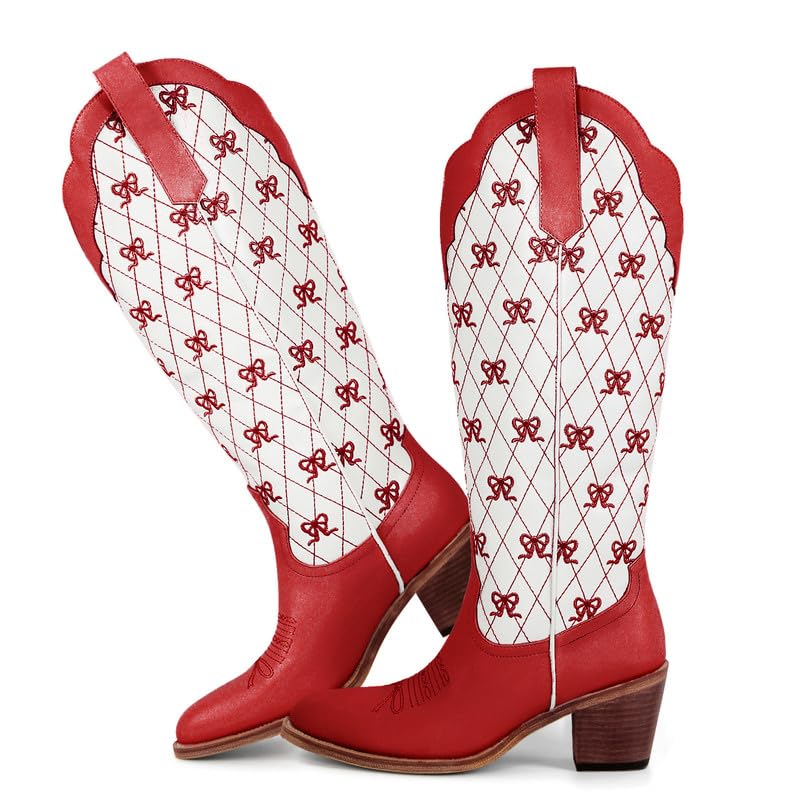 MissHeel Bow Boots for Women Knee High Cowgirl Boots