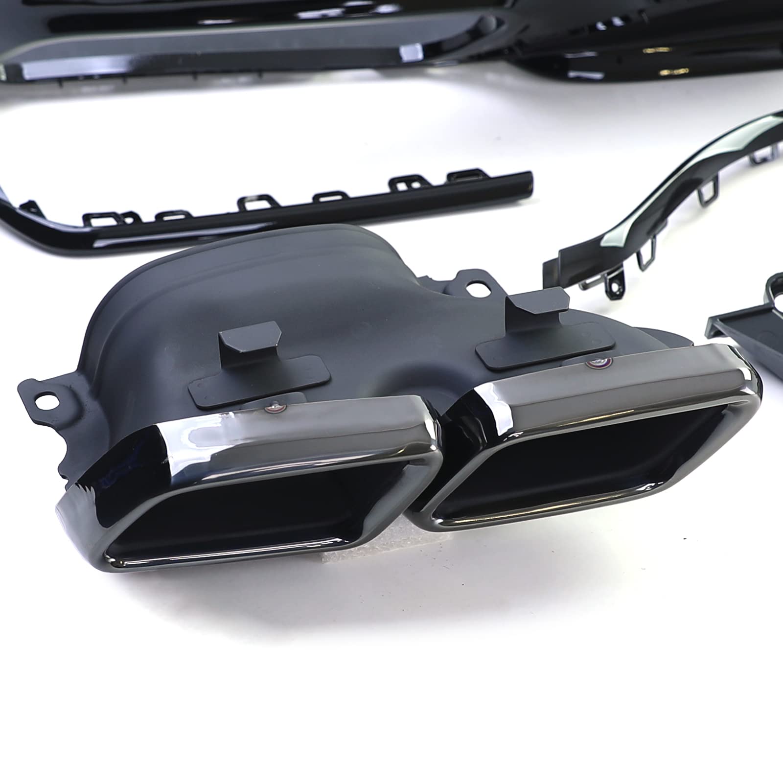 Sport Heckdiffusor mit Doppel Endrohre Schwarz für Mercedes S Klasse W222 17-20
