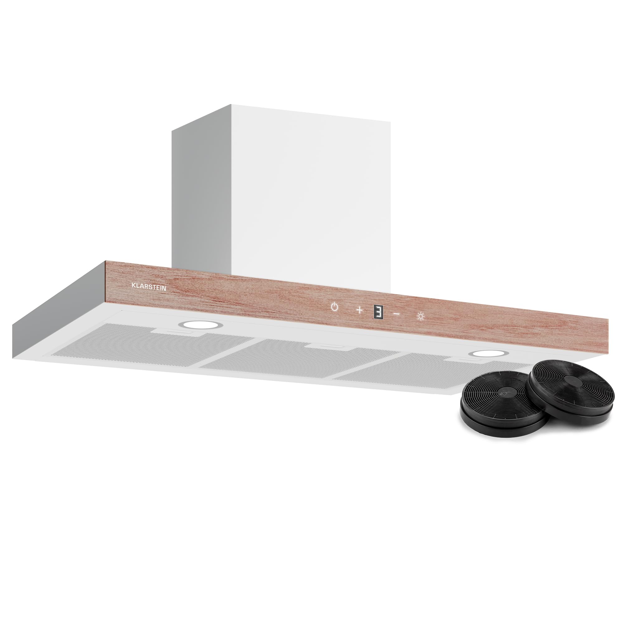 Klarstein ZenFusion T Campana Extractora - 90cm, 885 m³/h Boost, Motor CC 210W, A++ Eficiencia, LED 4000K, 47 dB Silenciosa, Táctil, Blanco, Recirculación & Filtro Carbón