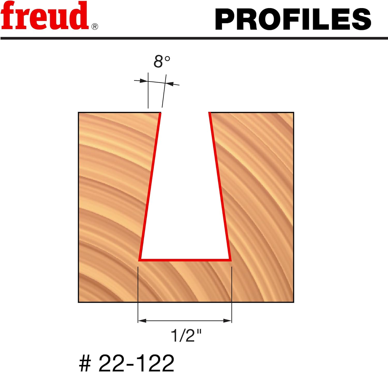 Freud 22-122: 1/2" (dia.) Dovetail Bit with 1/4" shank, 2-3/4" overall length