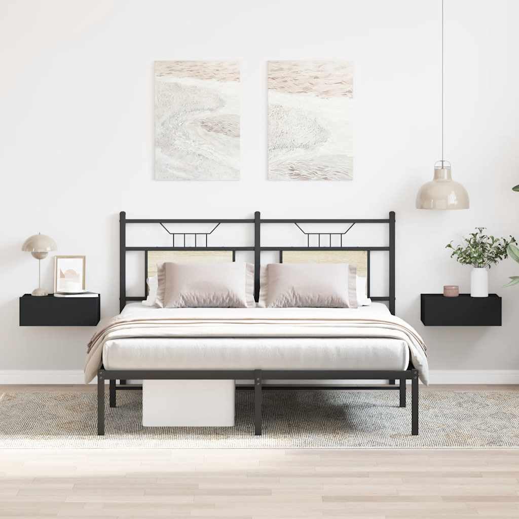 vidaXL Comodini Pensili 2pz Neri 40x30x15 cm in Legno Multistrato