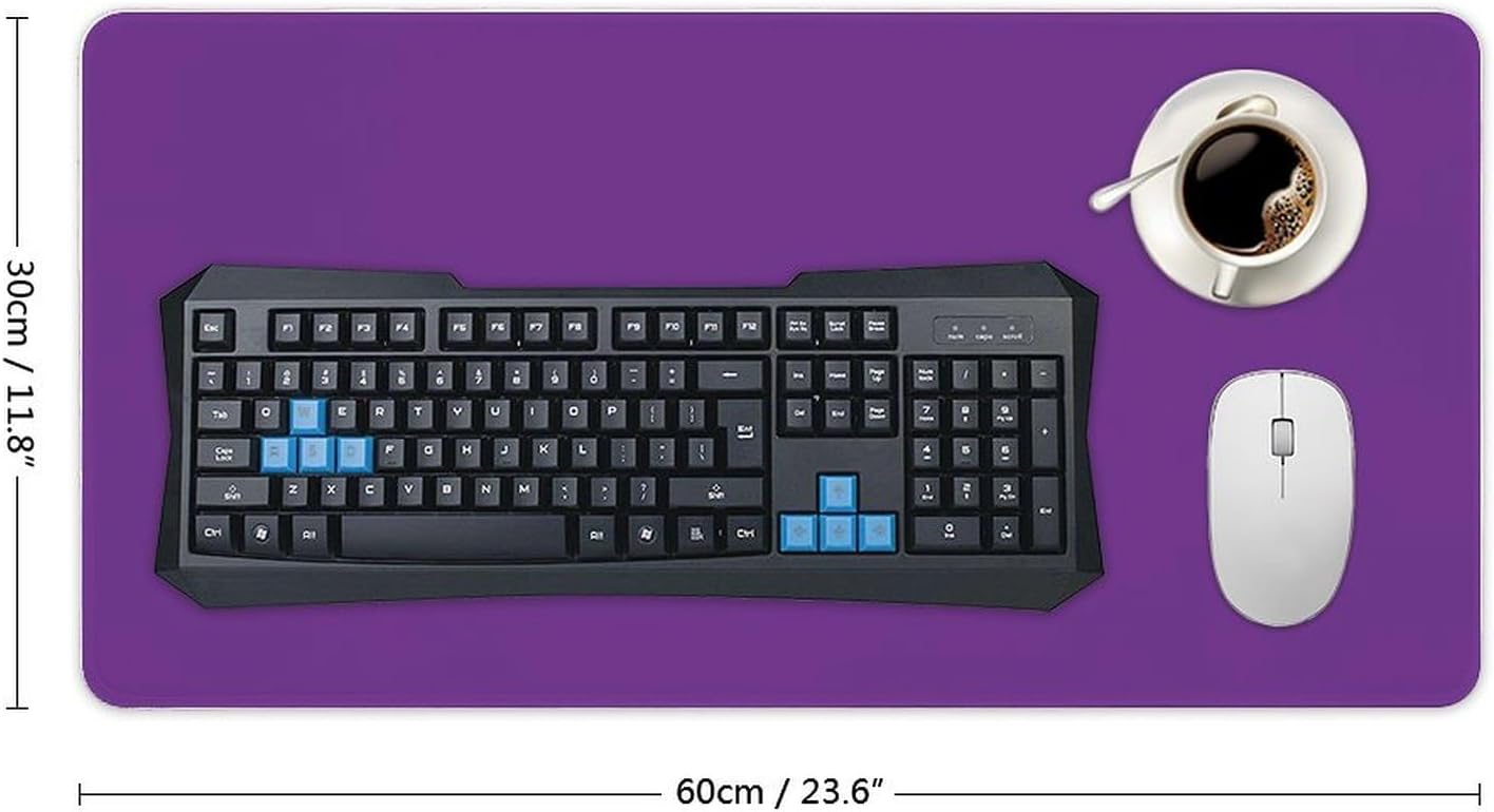 Gaming Mouse Pad Large, Pure Purple Trend Color Extended Mouse Mat with Stitched Edges for Keyboard/Laptop/Mouse/Desktop,12" x 24"