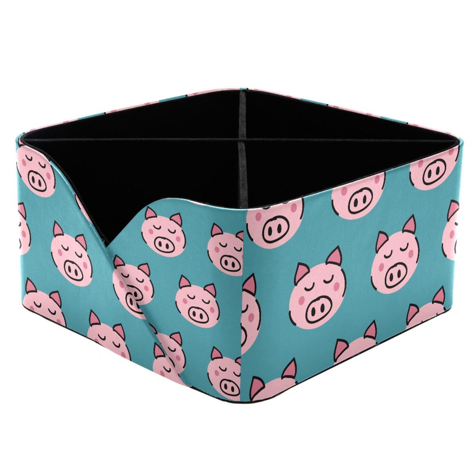 KengjuTesu Pigs Head Desktop Organizer Pen Holder, Rectangular Pencil Cup for Office, Study and Makeup Stations