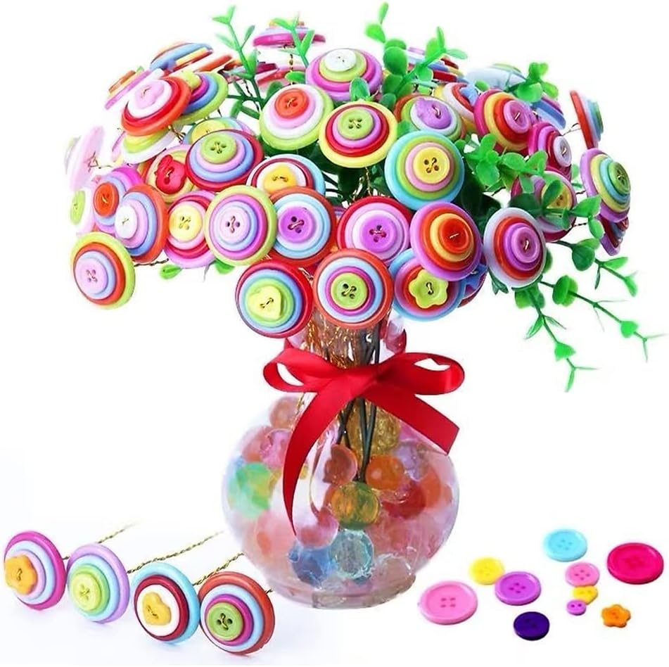 About 330 Resin Buttons of Various Specifications, Handmade Buttons, Sewing DIY Handicraft Buttons, Children's Hand-Painted Decorative Buttons Multicolor Series