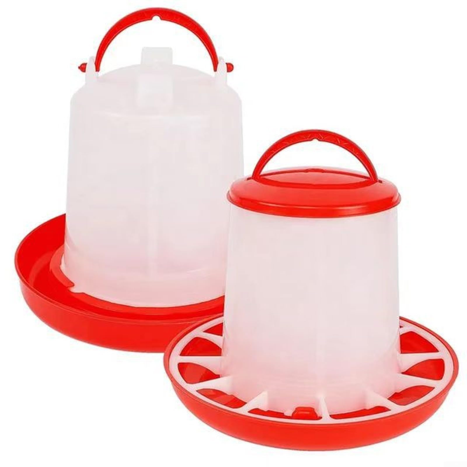 Abbeveratoio automatico per pollame e mangiatoia in plastica, per polli, anatre, oche, facile ricarica, colore bianco, 2 pezzi (1 L)