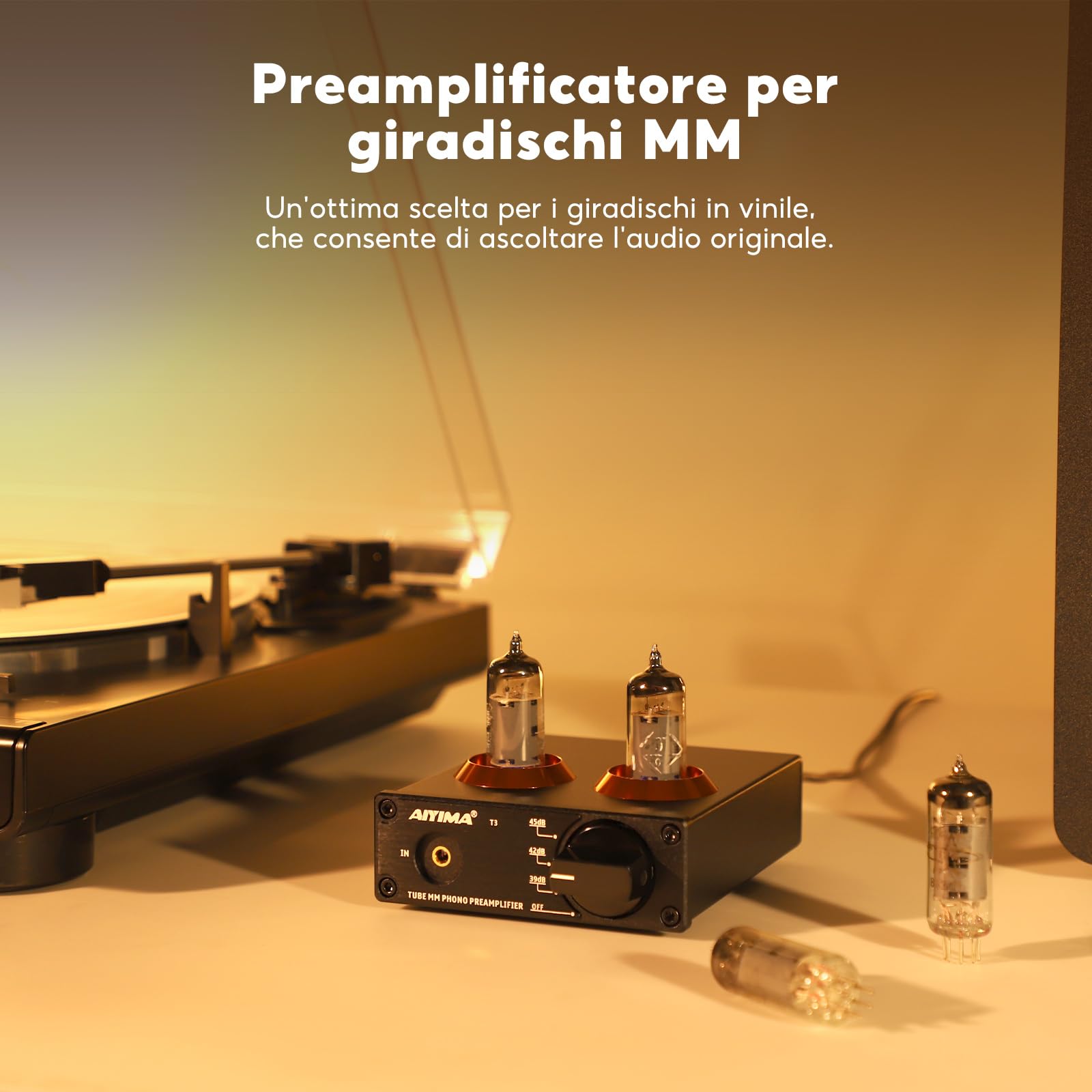 AIYIMA T3 Tube MM Phono Preamplificatore HiFi Stereo Audio per Giradischi
