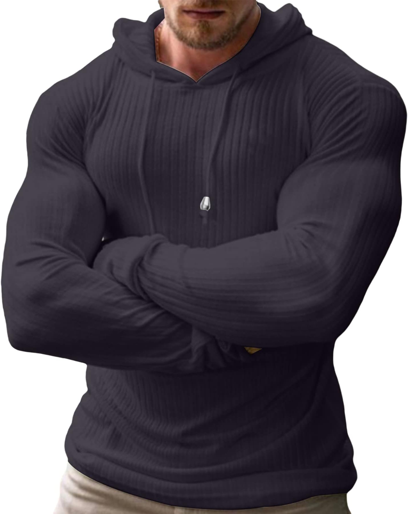 Mens Gym Hoodies Sweatshirt Casual Long Sleeve Muscle Workout Work Hoodies for Men S-3XL