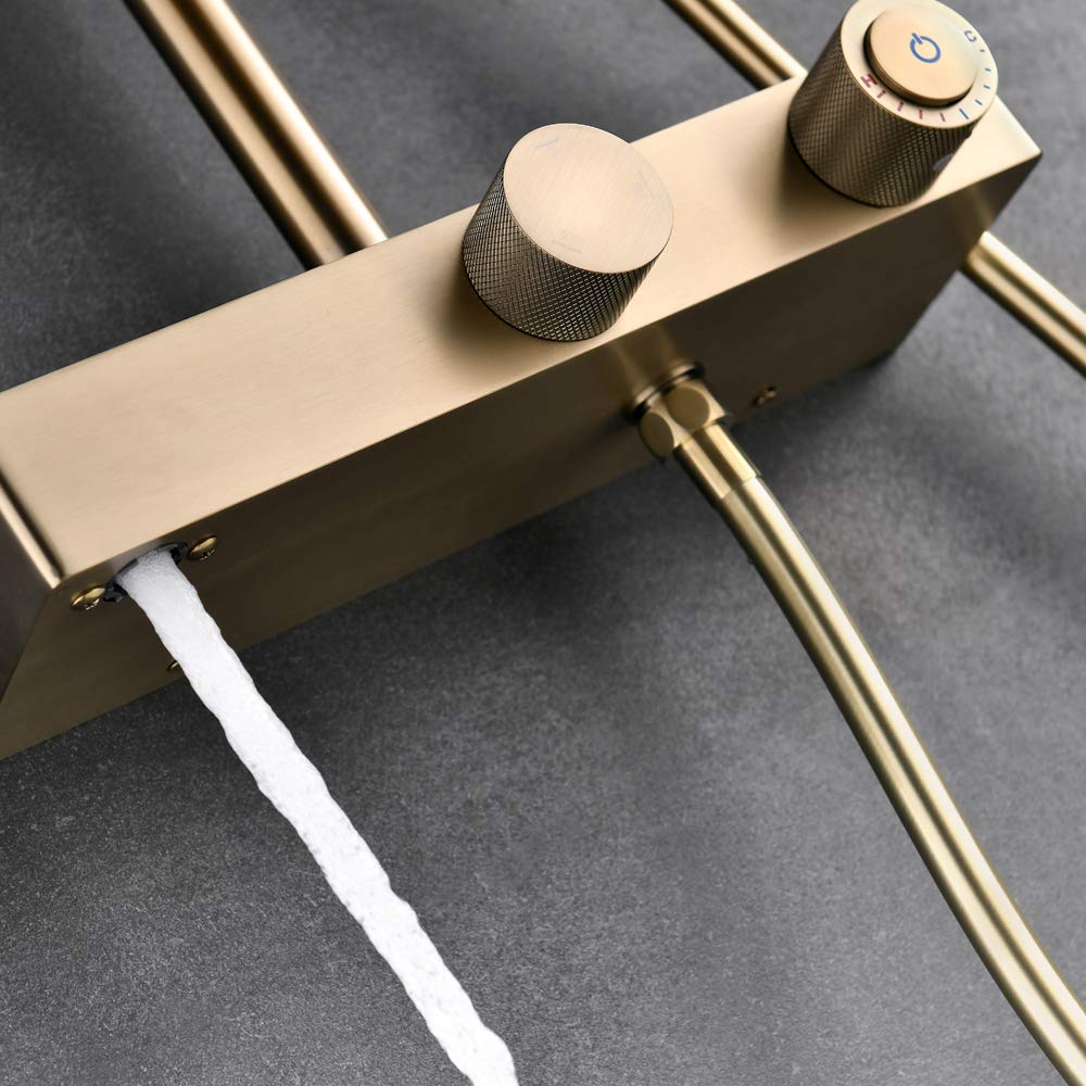 Set Miscelatore per di rubinetteria per Doccia, Miscelatore per Doccia Esterno, Doccia con riempitore per Vasca a Cascata, soffione Doccia da 10", valvola deviatrice in Ottone, colonn