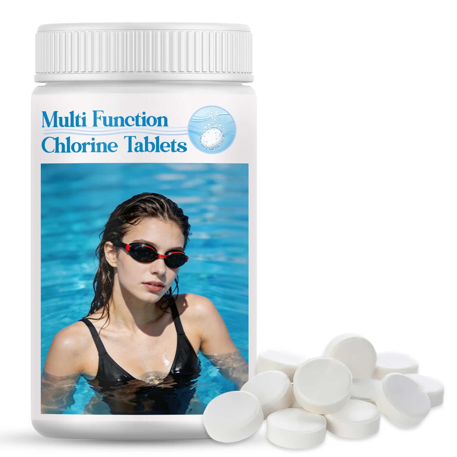 Leannae Chlorine Tablets 1KG for Swimming Pool Cleaning Hot Tub Chlorine Tablets Keep The Water Clear Quickly Remove Odours Protect Your Health