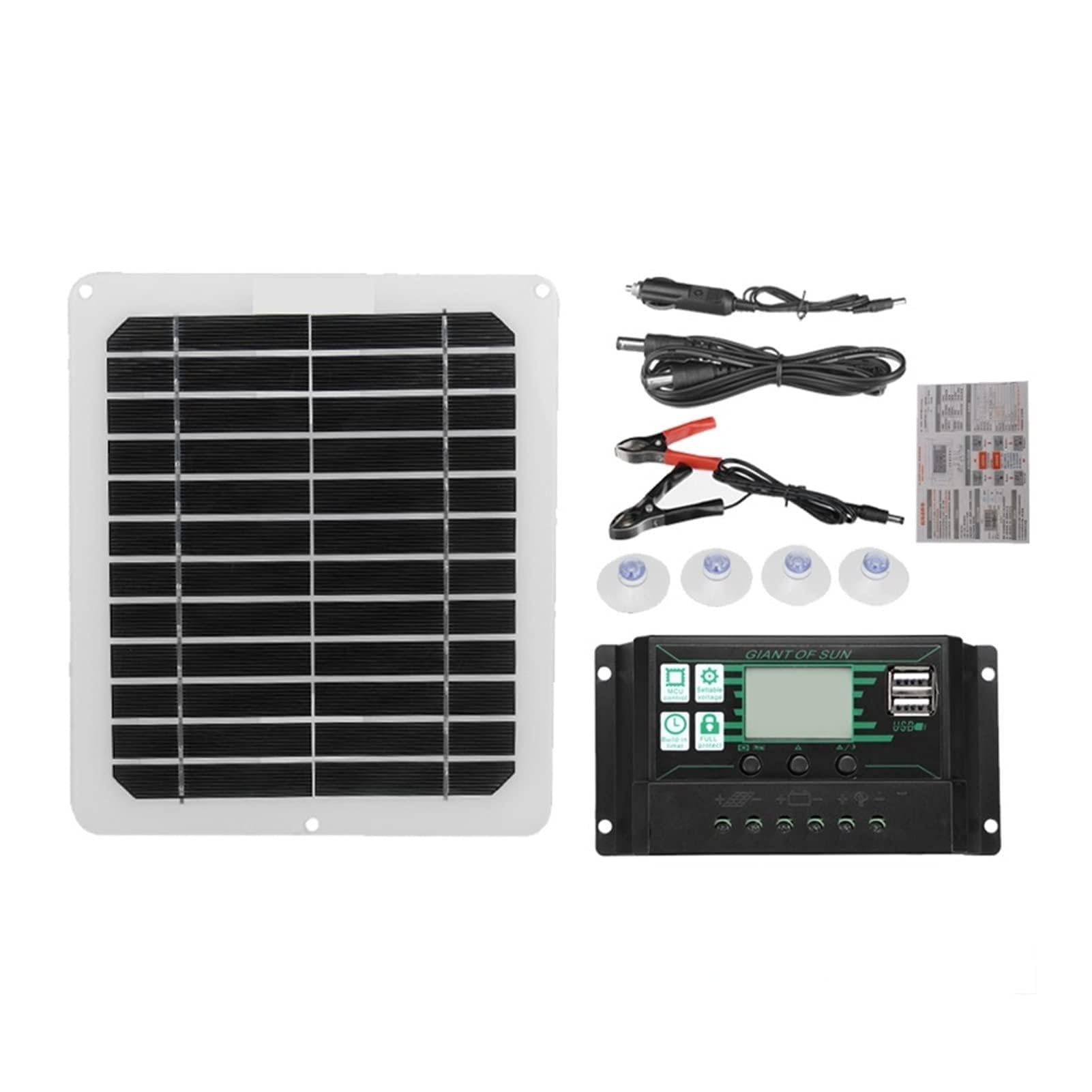 Panneau Solaire, Panneau solaire portable 1 2V 50W Charger des cellules solaires USB Double DC 100A Kit de contrôleur solaire complet for la voiture de camping à domicile VR Bateau(30A Set)
