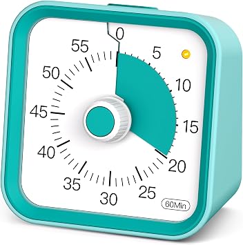 Visual Timer for Kids with Pause Function, 60 Minute Countdown Timer for Kids Desk Study, Teaching, Kitchen Cooking, Office Meetings, Time Management for ADHD Green | Time Management for Classroom, ADHD, Kitchen, Toddlers, Study, Alarm 3 Volume Levels, Light Indicator, Easy to Use