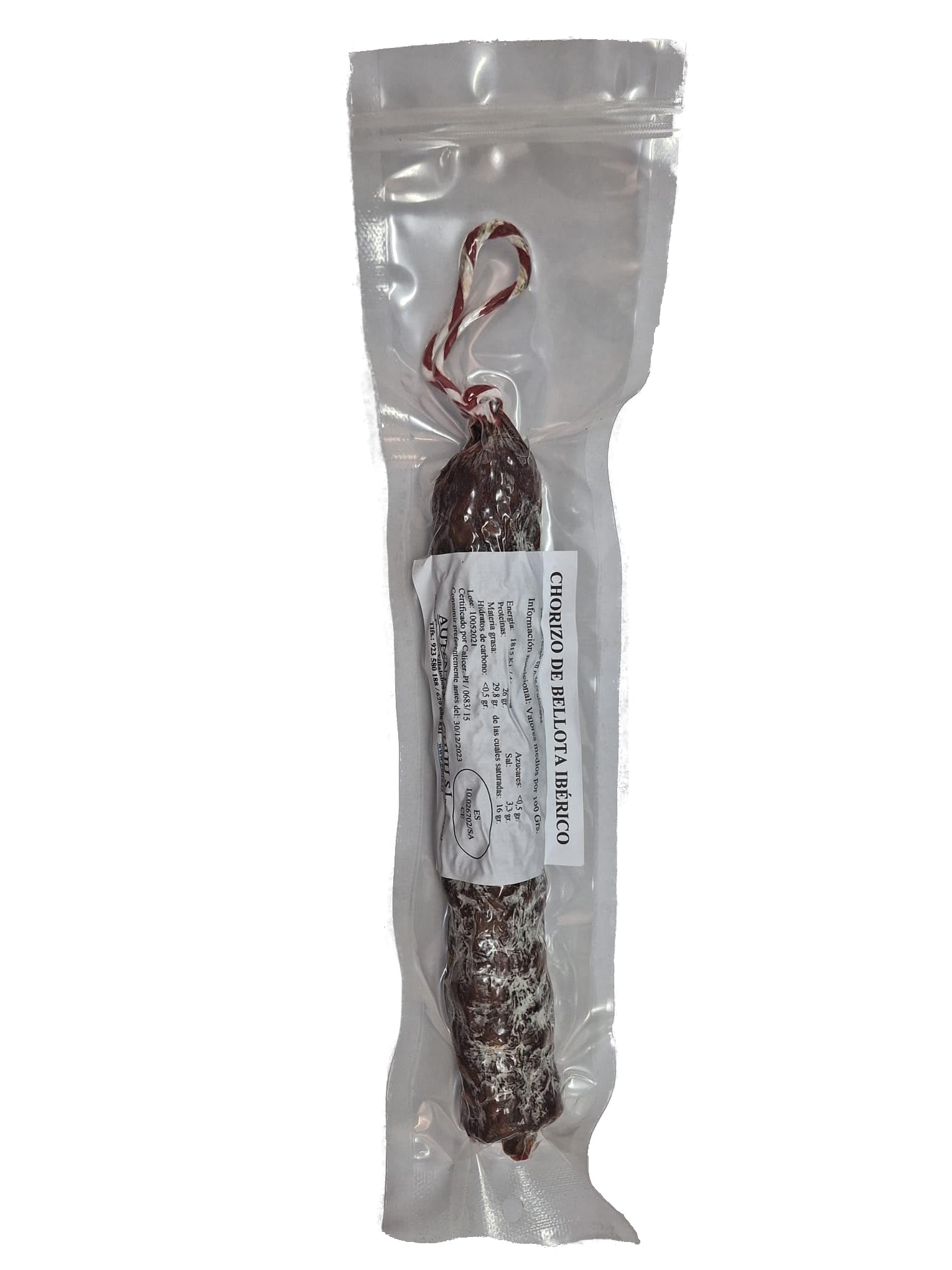 Lote de 6 velas de chorizo y salchichón ibérico bellota (350 g aprox.) Marca Guiju- Fabrica de jamón.