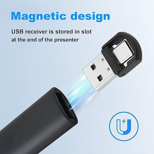 Miniatura 4 de Clicker de presentación recargable para PowerPoint puntero de luz verde, USB-AUSB-C, control remoto inalámbrico de presentador, Google Slide