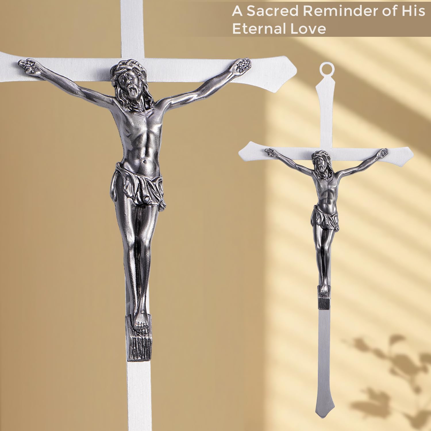 Croix Murale Catholique En Bois Avec Crucifix En Métal - 25,4 X 14,9 Cm - Décoration Intérieure Ou Cadeau Religieux - 8
