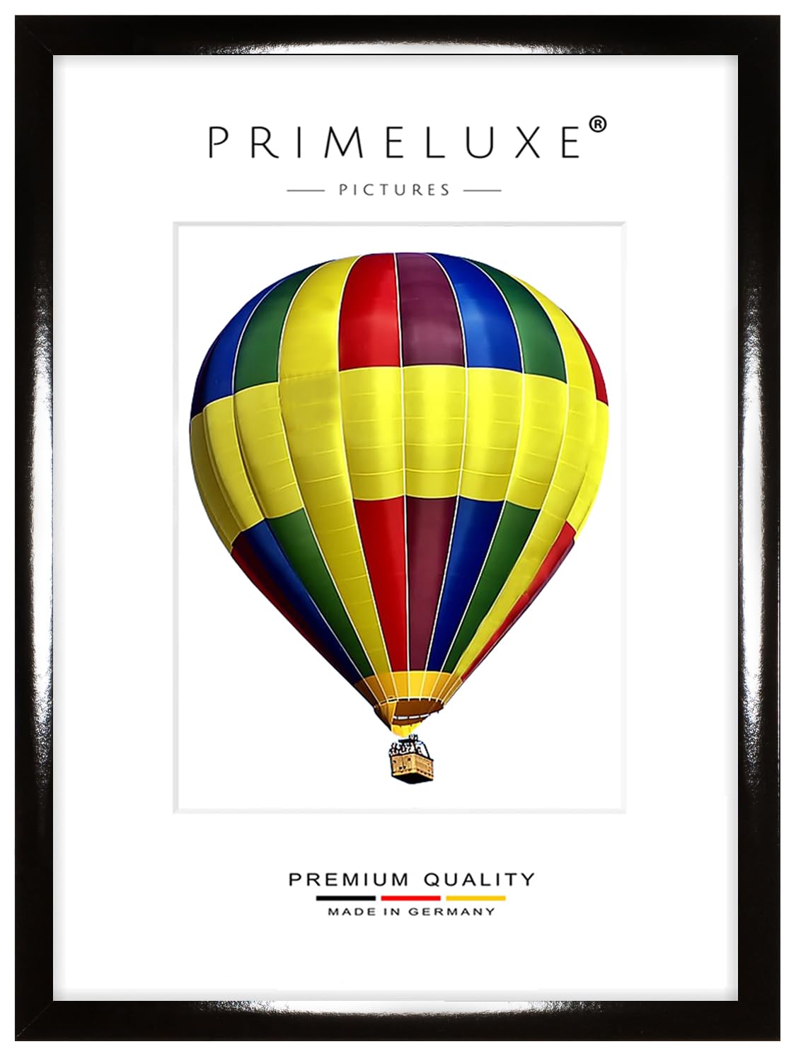 PrimeLuxe Holz Bilderrahmen 80 x 150 cm (Bildmaß) in Schwarz-Hochglanz | Farbe und Größe wählbar | Rahmen für Poster | Puzzle | Foto collage | MADE IN GERMANY