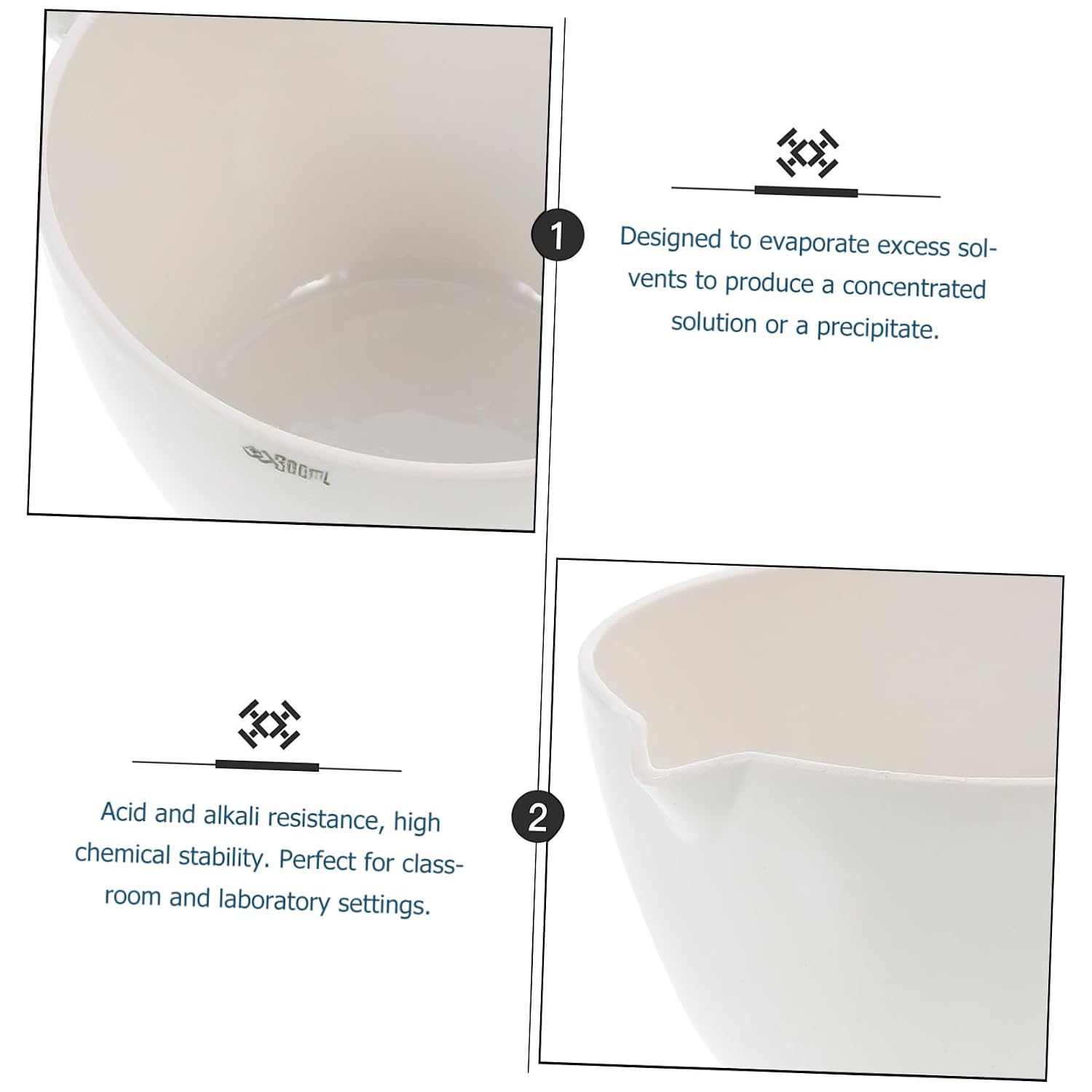 Laboratory Evaporating Basin with Handle Round Porcelain Dish for Science and School Use Acid and Alkali Resistant for Liquid Evaporation and Concentration