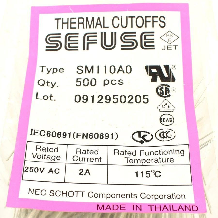Generic 50 Pcs Thermal Fuse 115 Degree TF Cutoff 2A 250V SM110A0
