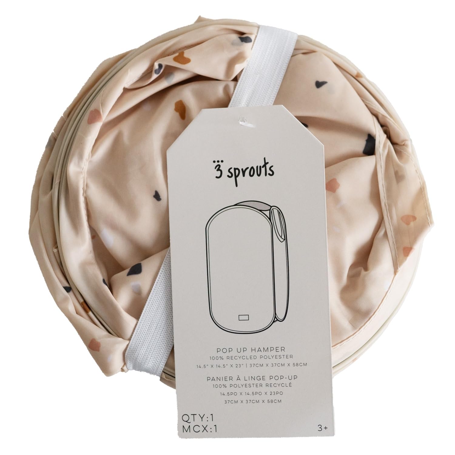 3 Sprouts - Cesto Biancheria Sporca - Porta Biancheria Sporca - Cesto Panni Sporchi - Cesta Portabiancheria per Bambini - Contenitore Salvaspazio - Terrazzo Beige