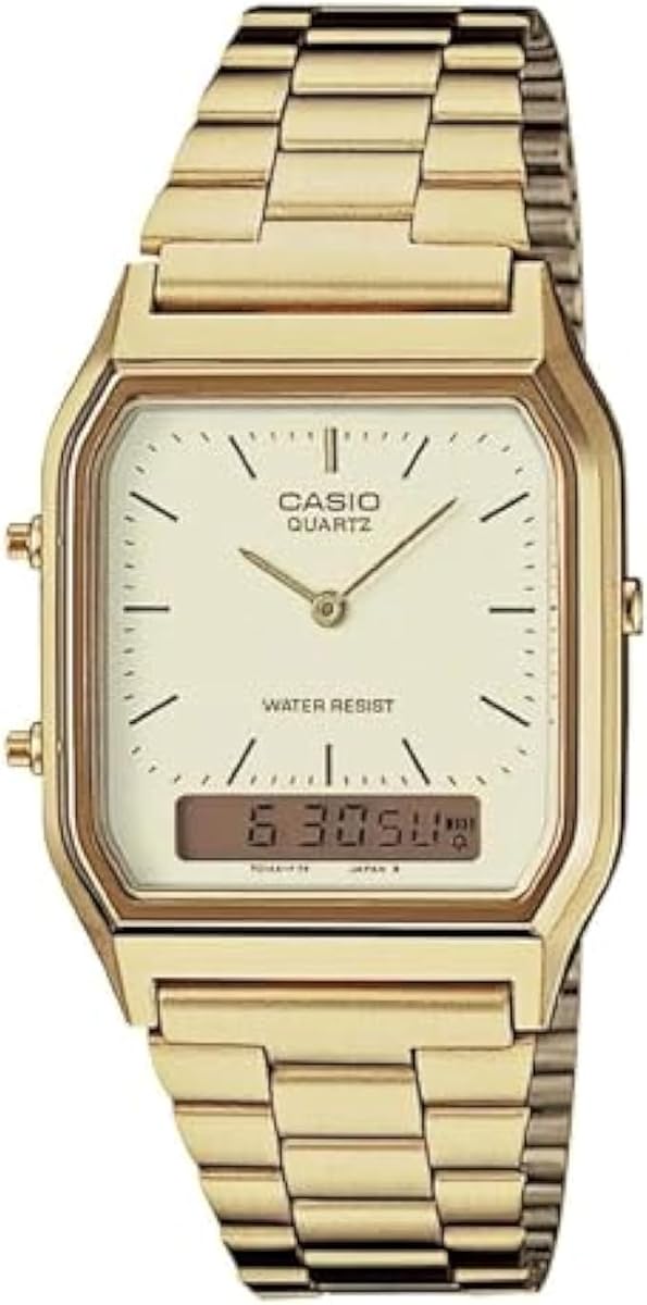 AQ230GA-9D Men's Analog Digital Dual Time Gold Tone Metal Band Watch